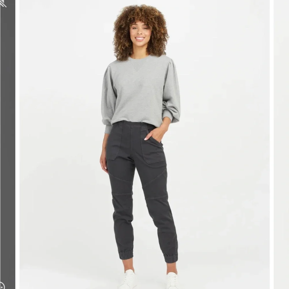 SPANX-charcoal grey denim joggers, size Medium - Picture 1 of 8